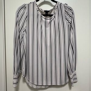Ann Taylor Black and White Striped Blouse